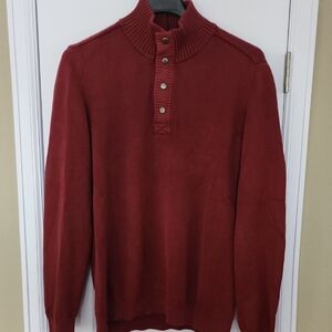 Mavi Red Cotton 1/4 Button Sweater